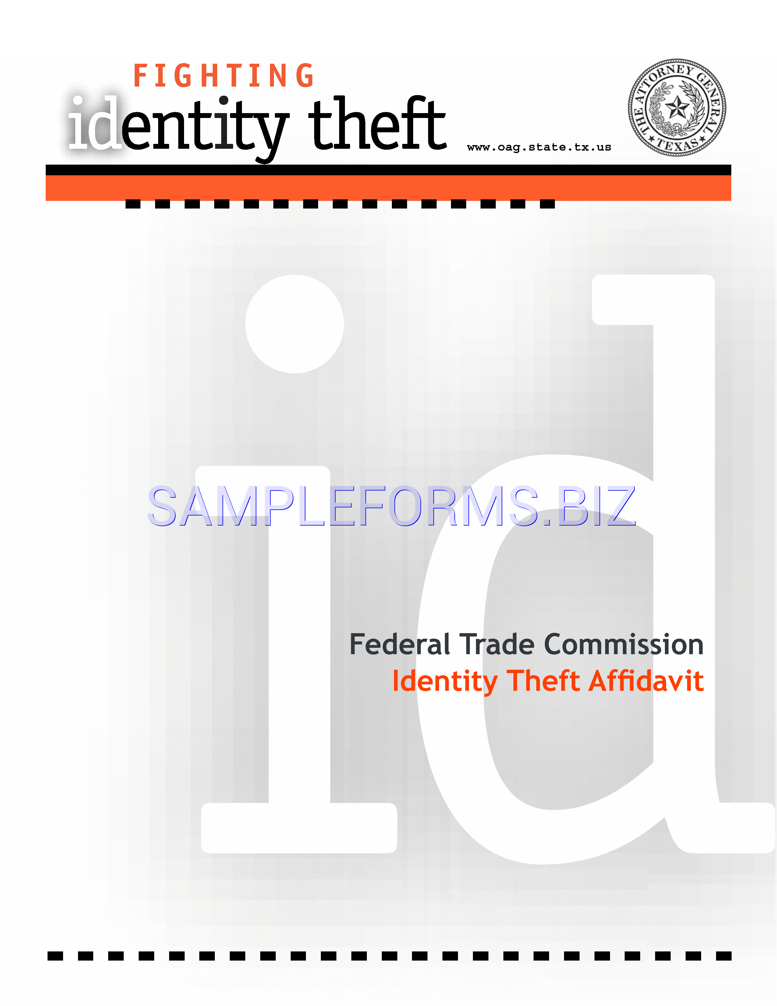 Preview free downloadable Identity Theft Affidavit 2 in PDF (page 1)